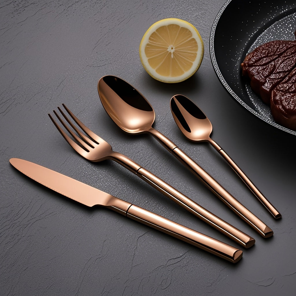 24/48/72pcs Stainless Steel Flatware Set - Knife Fork Spoon, Rust-Resistant & Durable, Ideal for Restaurant, Catering, Gift, Hotel Tableware Wholesale-Halloween Thanksgiving Day Christmas