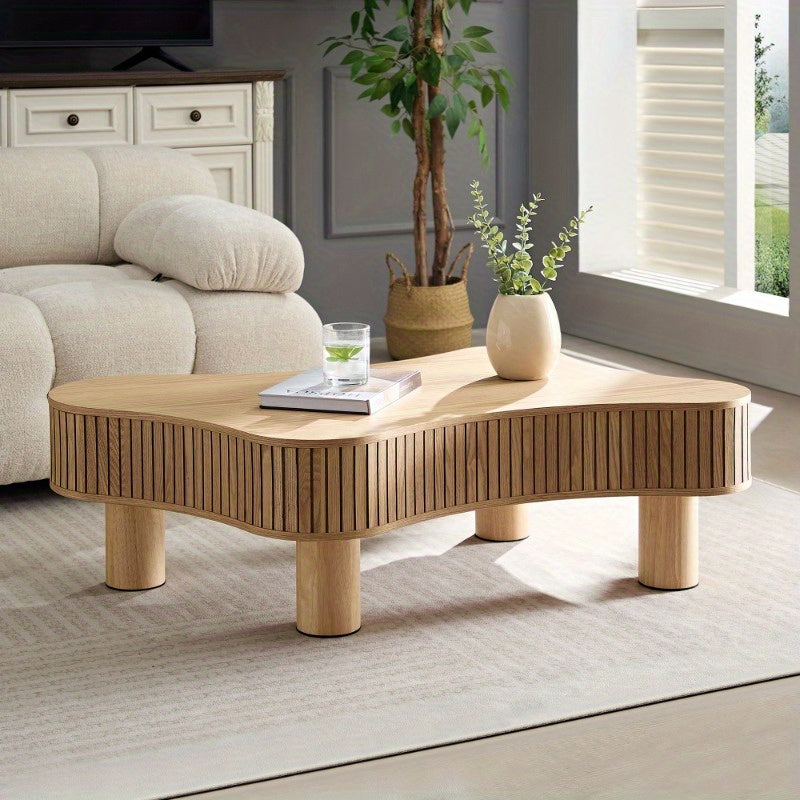 Modern Drum Coffee Table – Handcrafted Irregular Pedestal Center Table