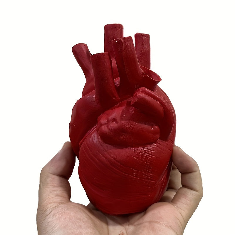 1pc Anatomical Heart Vase For Flowers, Resin Heart Shape Vases For Flowers, Heart Sculptures Desktop Ornament For Home Shelf Table Centerpieces