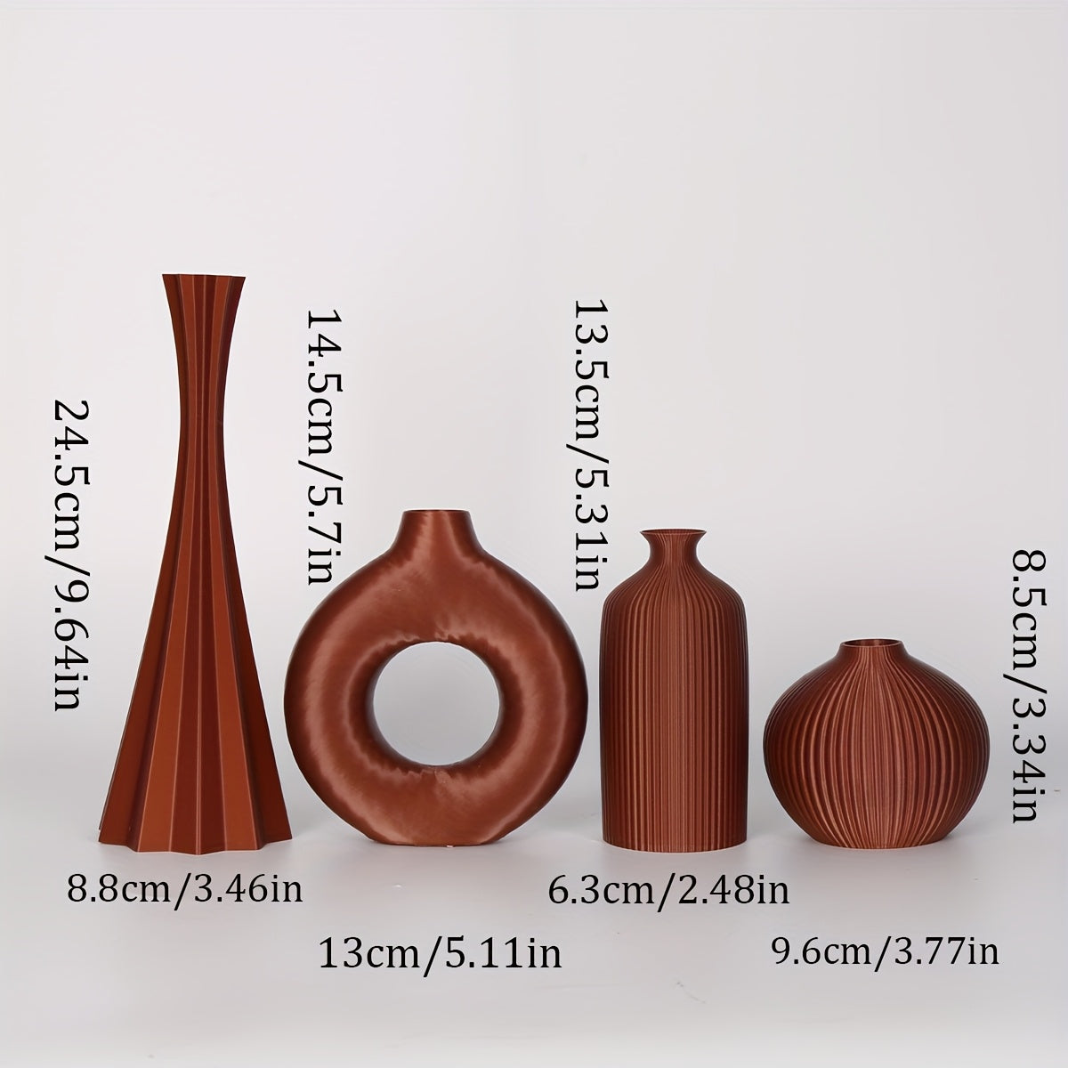 [Bohemian Vase] 4pcs Bohemian Style Vase Set | Round Plastic Vase for Dry Flower Bouquets, Home and Office Desktop Decoration, Holiday Gifts