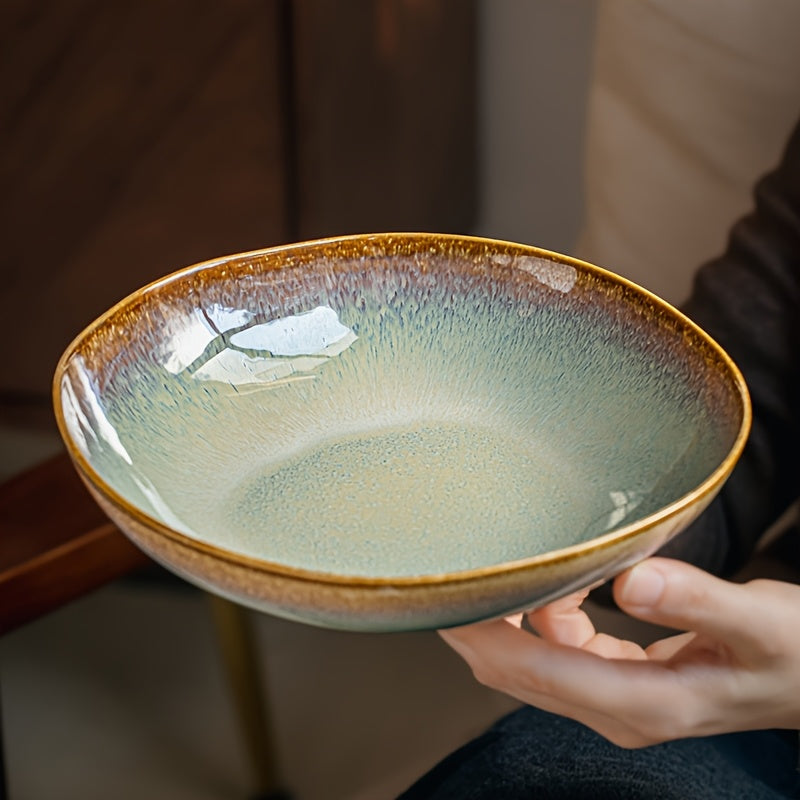 Flaming Color Asymmetrical Ceramic Plate (8") – Artistic Salad & Entrée Plate