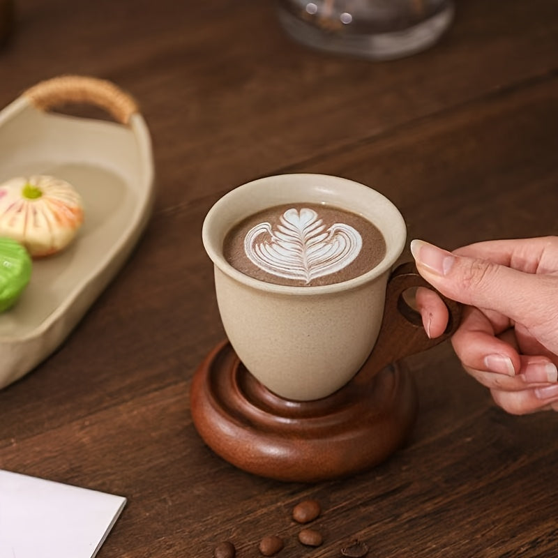 Ceramic Coffee Cup And Saucer Set | 7.44oz Round Ceramic Mugs With Base, Ideal For Cafes, Restaurants, Home Use, And Gifting