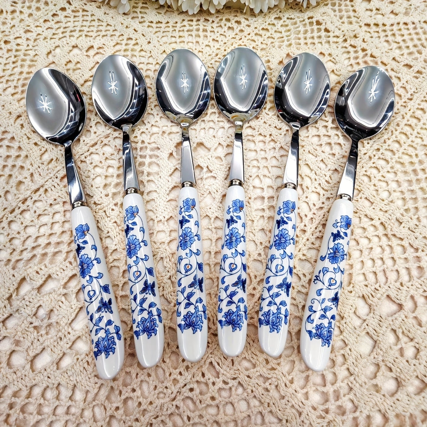2/12pcs Blue And White Porcelain Handle Silverware Stainless Steel Tableware, Unique And Elegant Forks And Spoons, Beautiful Old-Fashioned Porcelain, Suitable for Restaurants, Kitchens, Daily Dining, Gatherings, And Holiday G