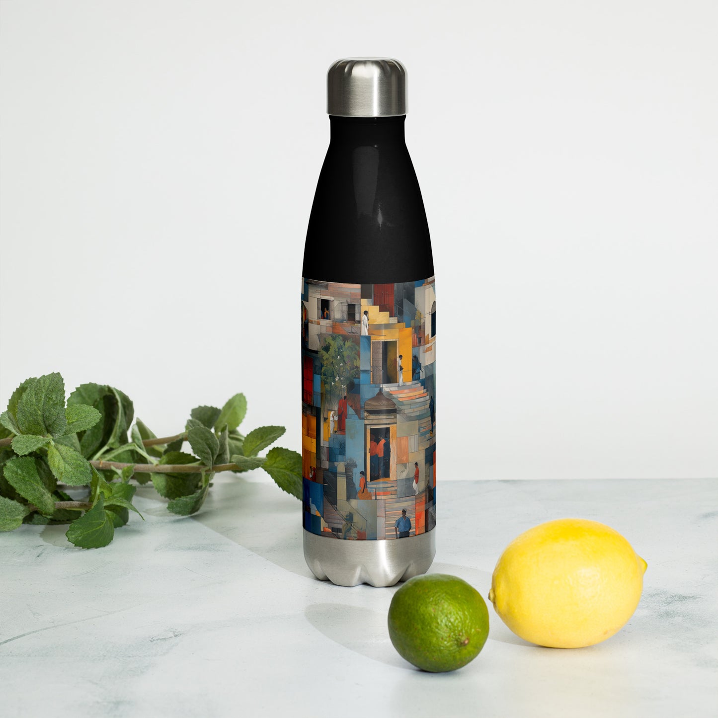 Tetrix Urban Collage – All-Over Print Stainless Steel Water Bottle