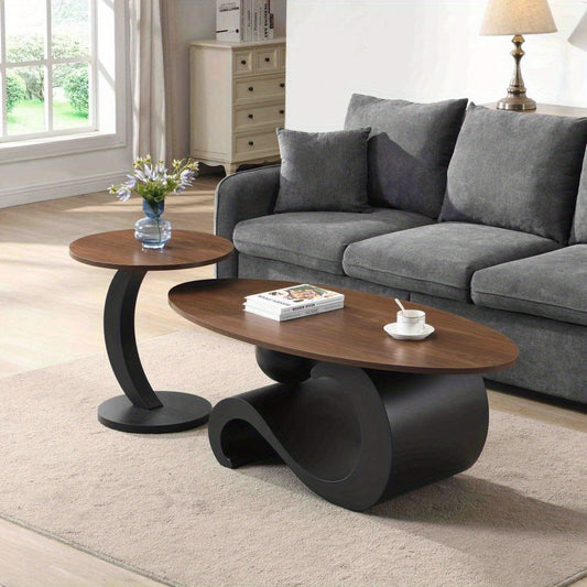 Black Nesting Coffee Table Set of 2 – Industrial Round Tables (Large + Small)