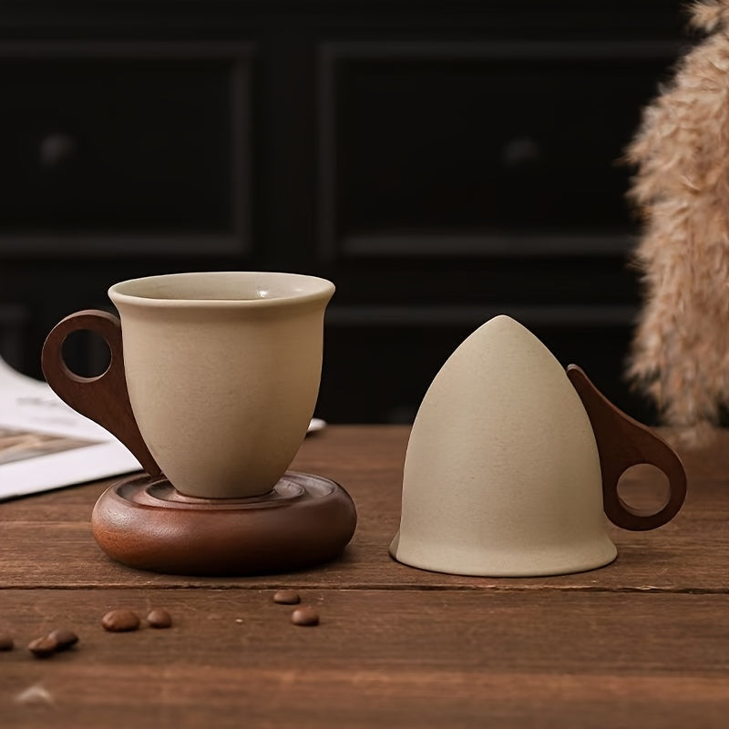 Ceramic Coffee Cup And Saucer Set | 7.44oz Round Ceramic Mugs With Base, Ideal For Cafes, Restaurants, Home Use, And Gifting