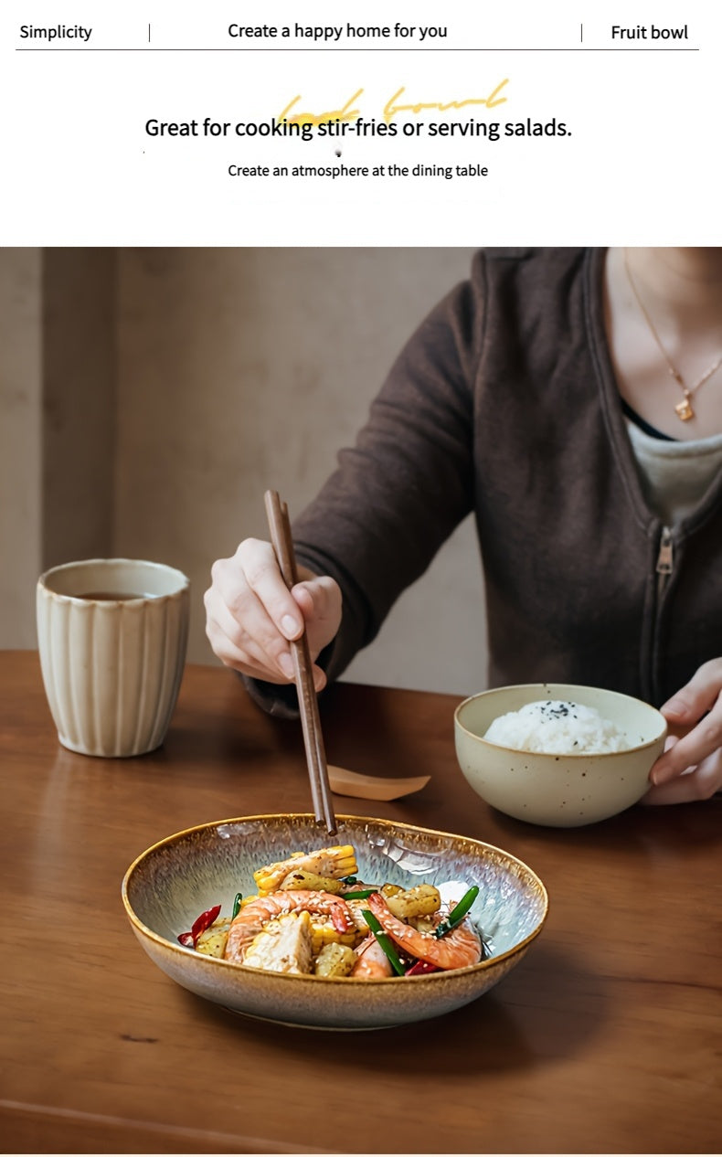 Flaming Color Asymmetrical Ceramic Plate (8") – Artistic Salad & Entrée Plate