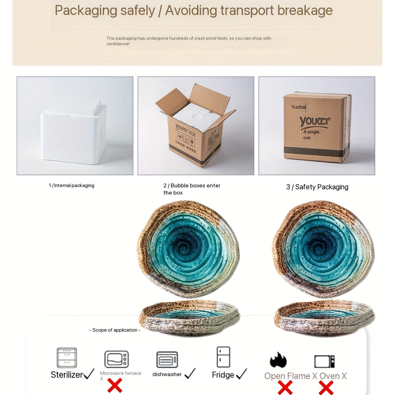 Handmade Irregular Ceramic Plate Set (2-Piece, 7") – Spiral Texture Serving Plates