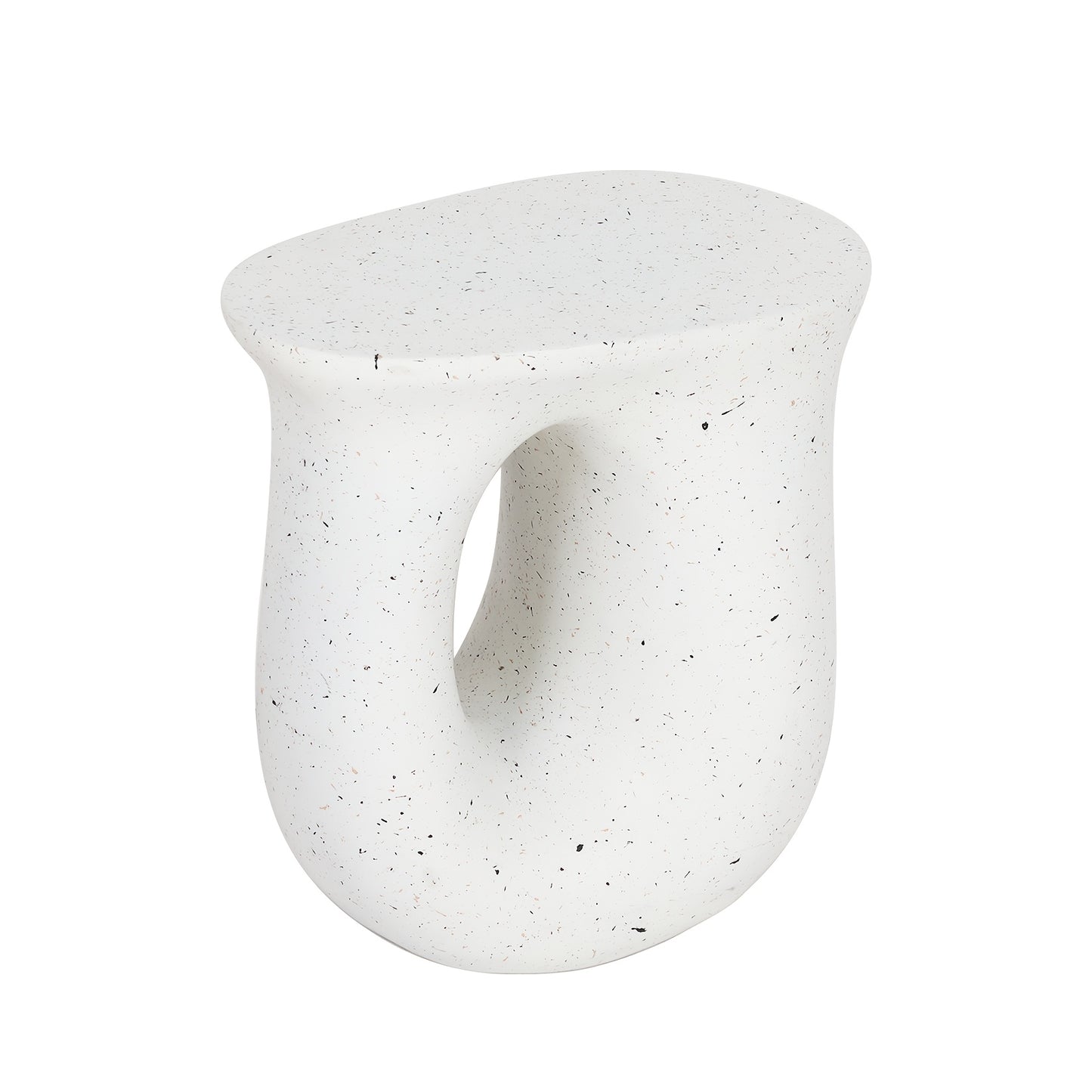 Modern Concrete Garden Stool & Side Table – Terrazzo Accent Plant Table (17.7”)