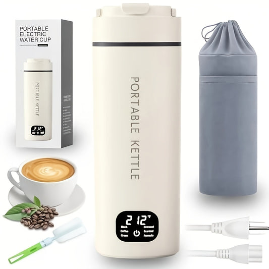 Dual-voltage Portable Travel Electric Kettle | 15.22oz 316 Stainless Steel, Suitable for Brewing Tea and Coffee, 6 Temperature Modes, LCD Display, Ideal Valentine'S Day Gift for Boyfriends, Girlfriends, and Best Friends