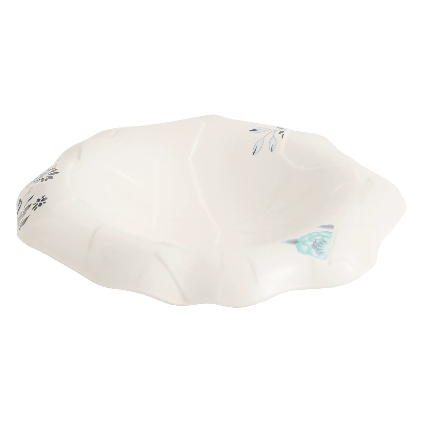 Goseung Bloomflow Porcelain Bowl - Handcrafted Cracked Texture Floral Rim Collection