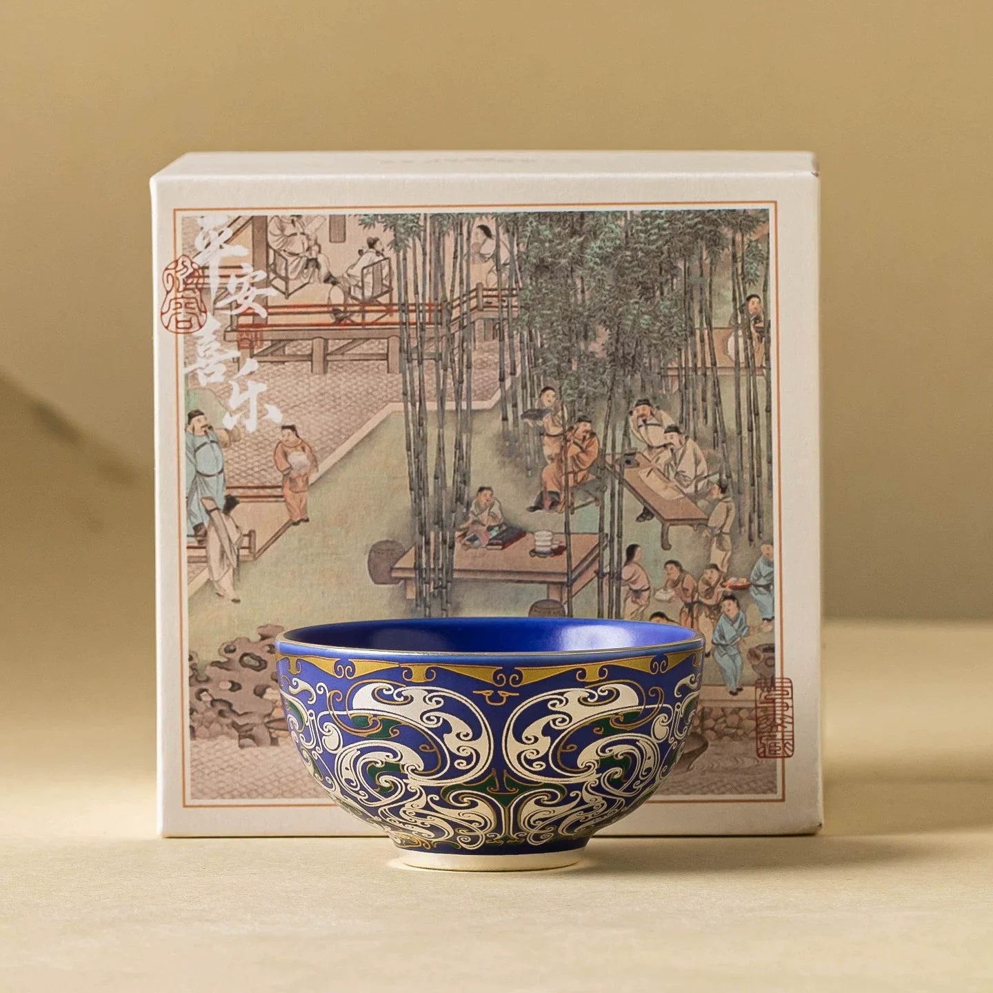 Imperial Blue Silver Filigree Handcrafted Porcelain Tea Bowl - 6.5 x 4.8 cm Gaiwan