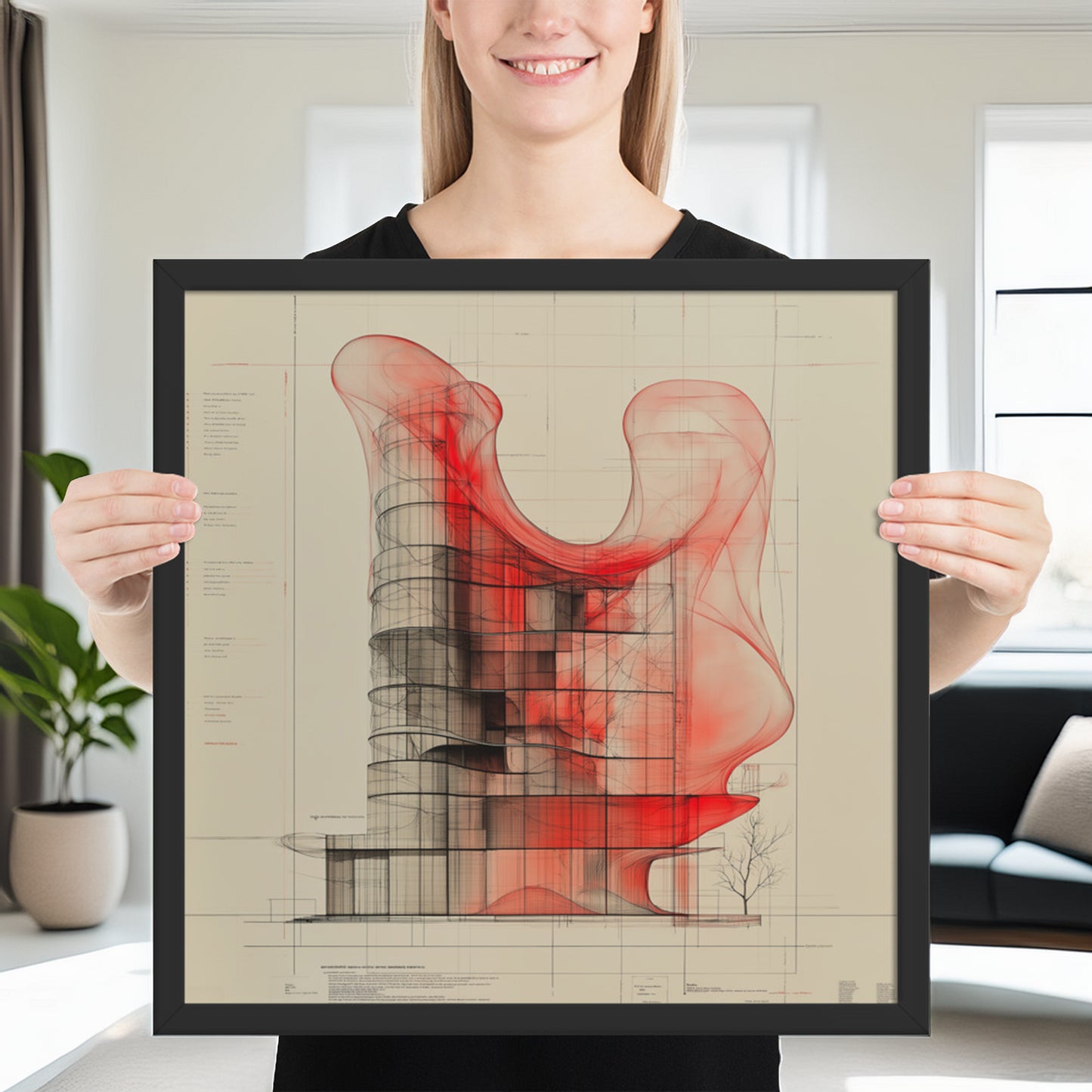 Evolvance Framed Poster - Abstract Architectural Fluidity Art