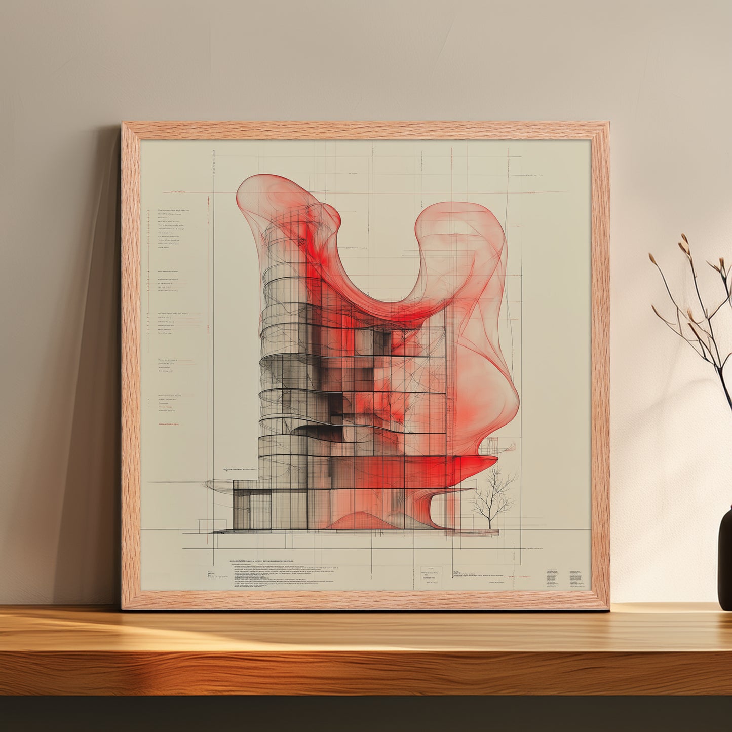 Evolvance Framed Poster - Abstract Architectural Fluidity Art