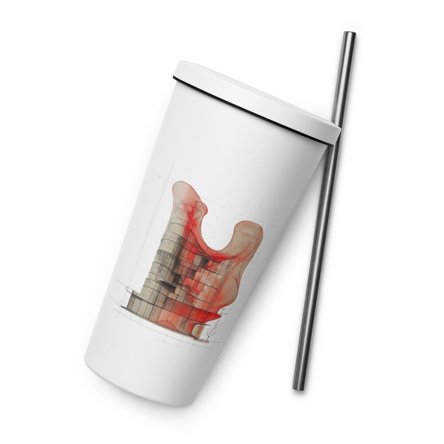 Evolvance Insulated Tumbler - Architectural Fluidity Design with Straw