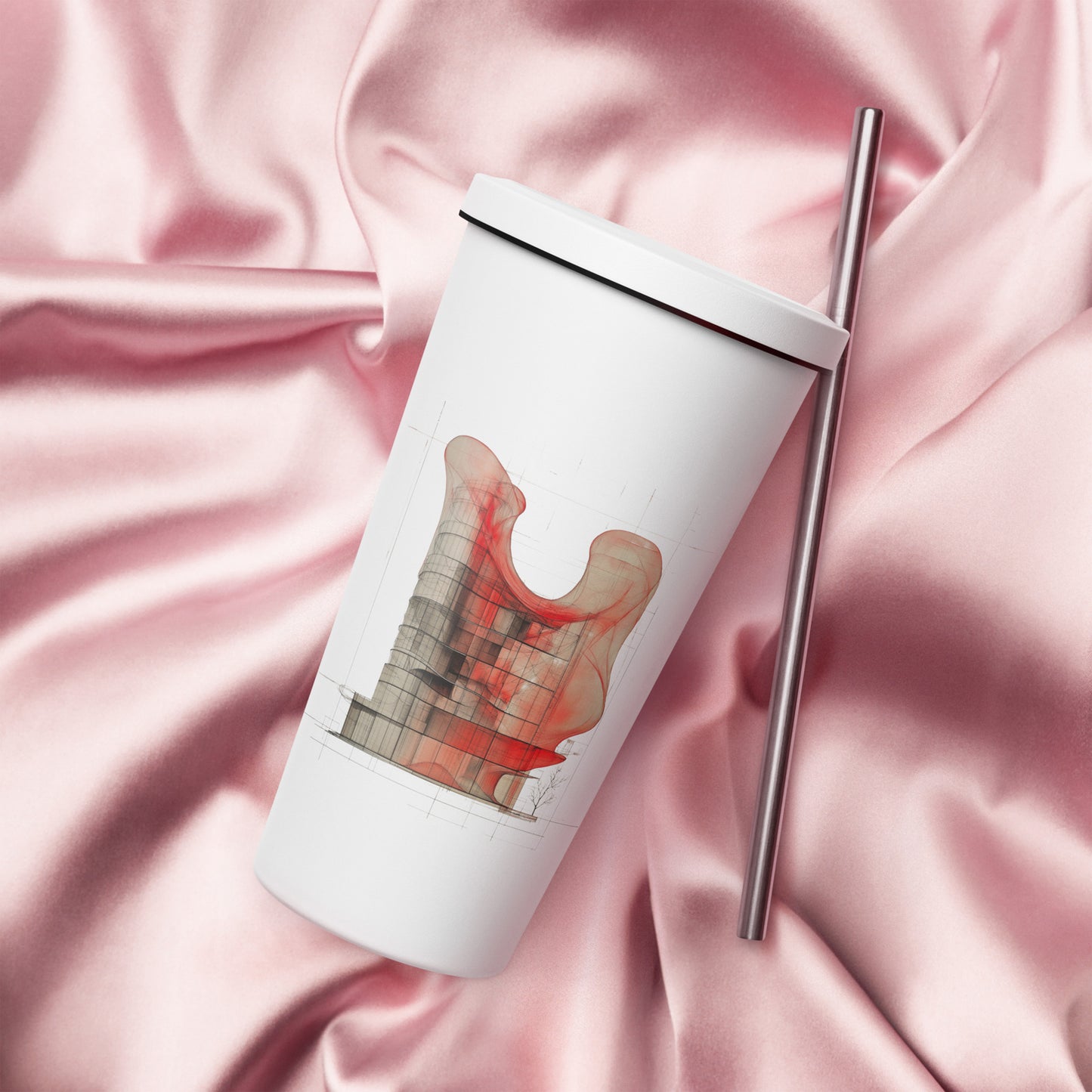 Evolvance Insulated Tumbler - Architectural Fluidity Design with Straw