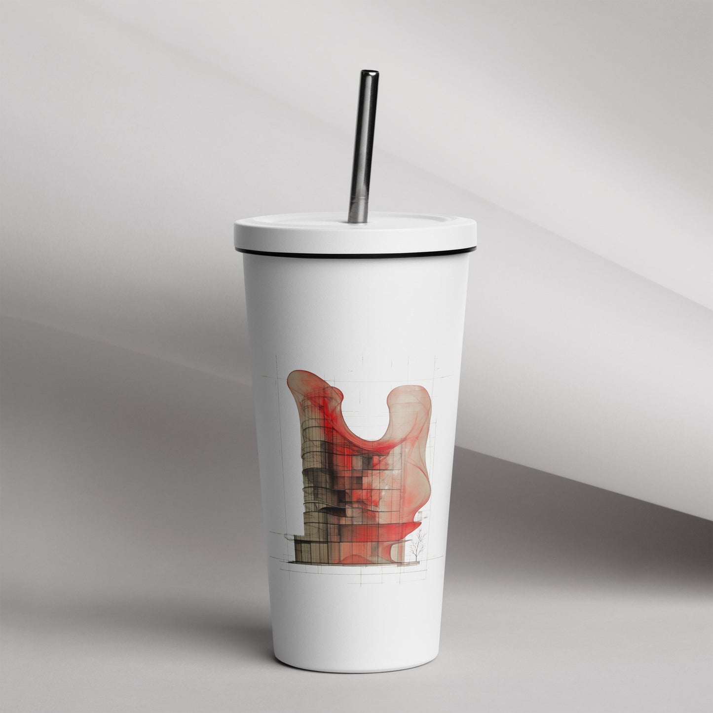Evolvance Insulated Tumbler - Architectural Fluidity Design with Straw