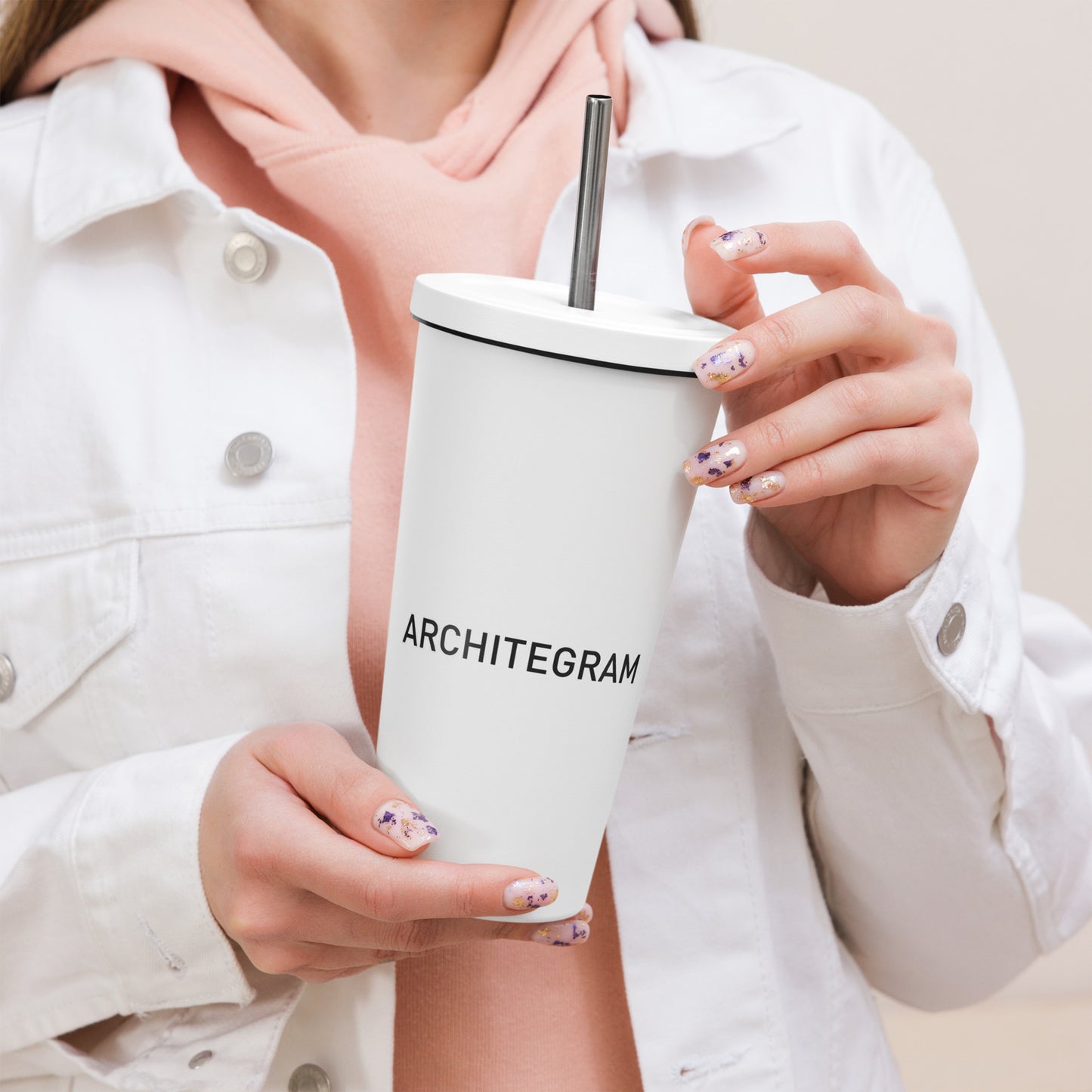 Evolvance Insulated Tumbler - Architectural Fluidity Design with Straw