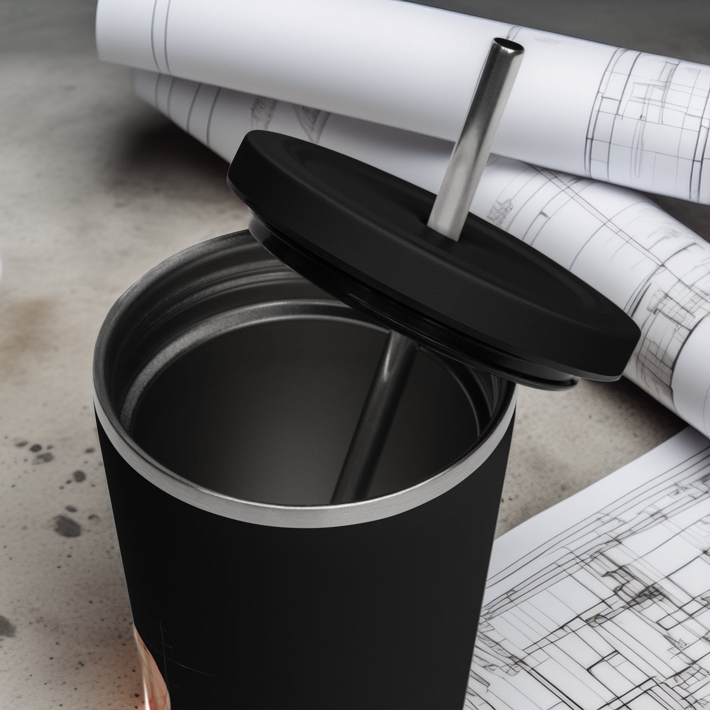 Evolvance Insulated Tumbler - Architectural Fluidity Design with Straw