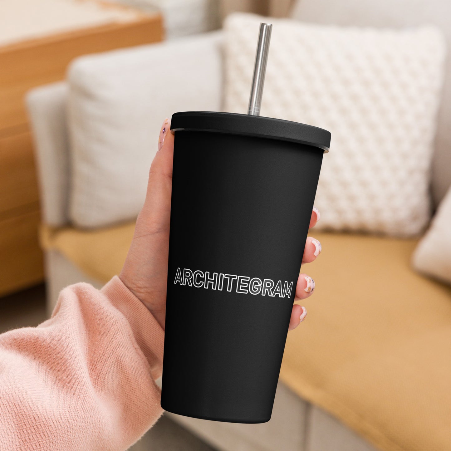 Evolvance Insulated Tumbler - Architectural Fluidity Design with Straw