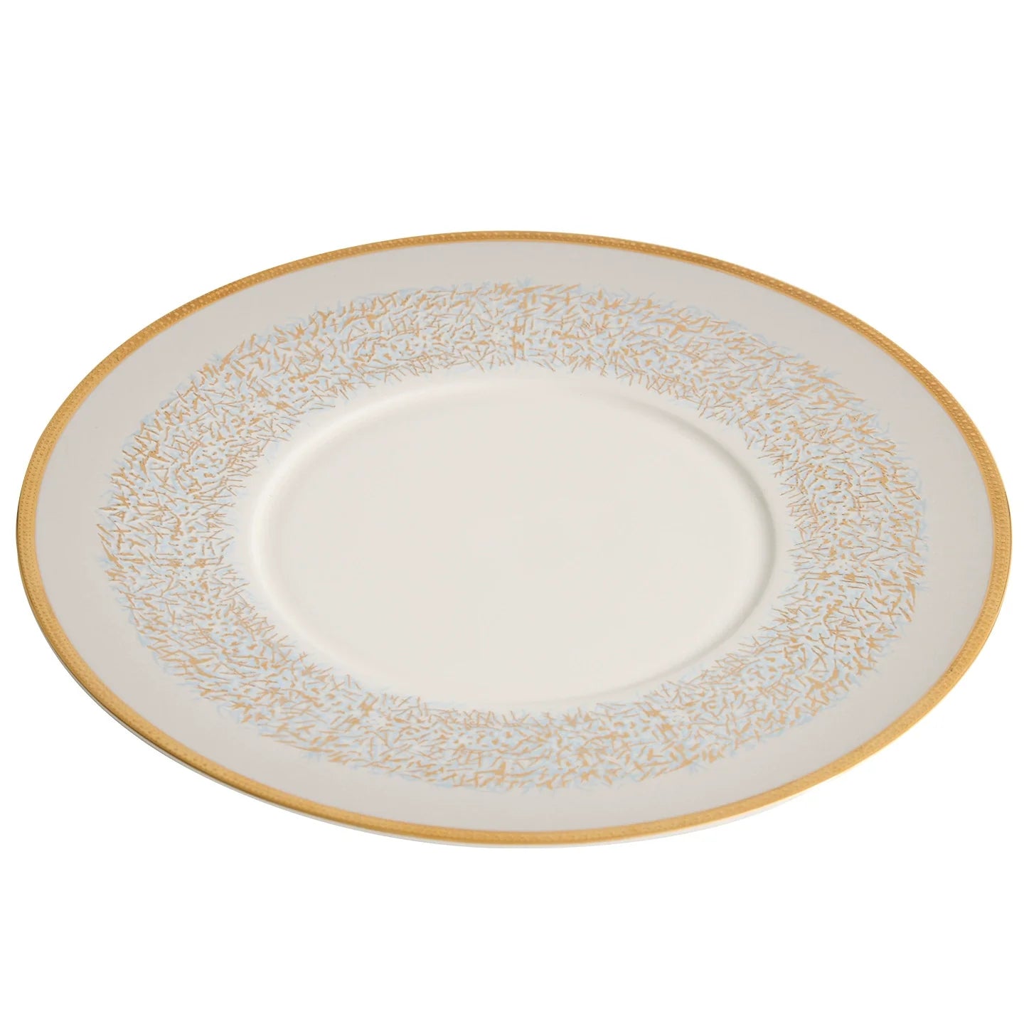 Sky Blue Luxury Gold-Edged Porcelain Plate Fine Dining Hand-Painted Dinnerware