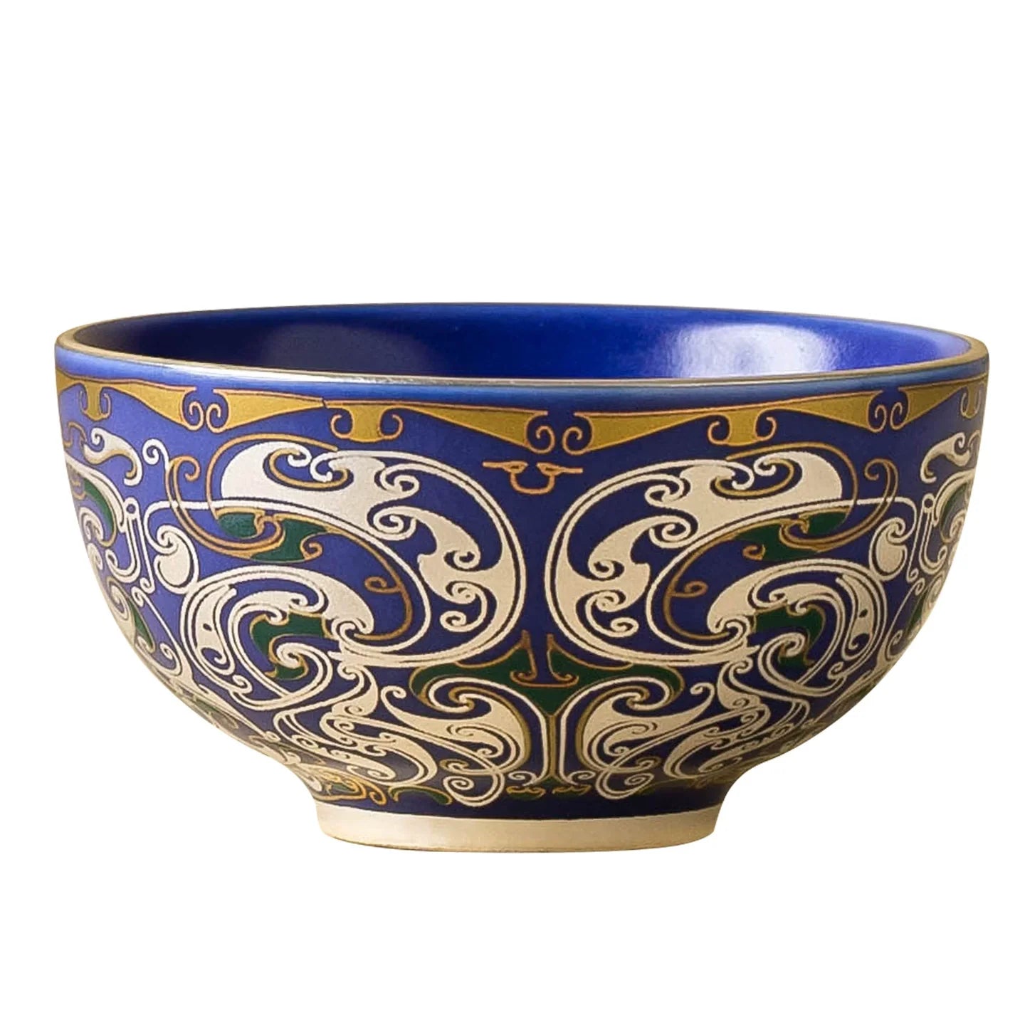 Imperial Blue Silver Filigree Handcrafted Porcelain Tea Bowl - 6.5 x 4.8 cm Gaiwan