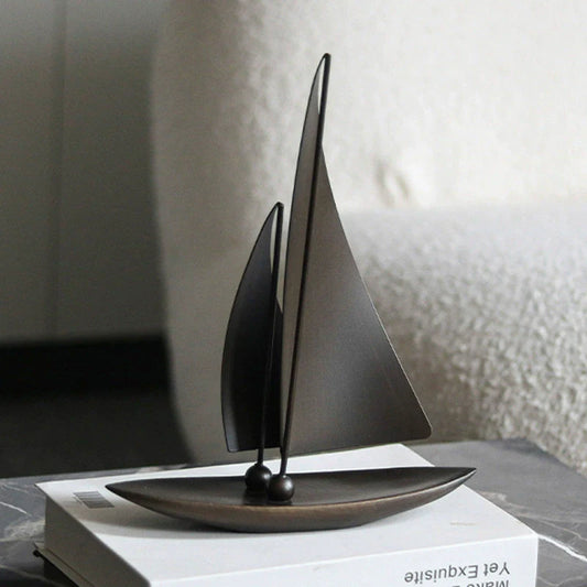 Resin Sailboat Model Luxury Decorative Sculpture Home Office Feng Shui Symbol
