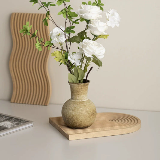 Japanese Ceramic Vase Retro Flower Arrangement Ornament Kiln-Changed Coarse Pottery Beauty.