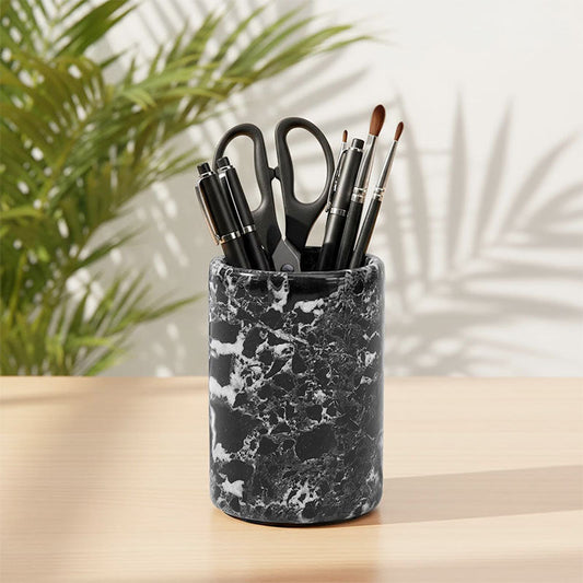 Natural Marble Desk Organizer Set with Pen Pencil Holder and Storage