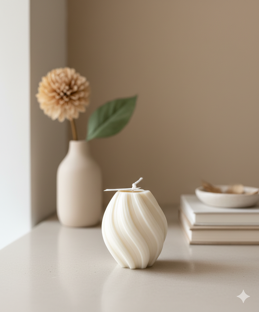 Handcrafted Soy Wax Ribbed Twirl Decorative Accent Candle-0