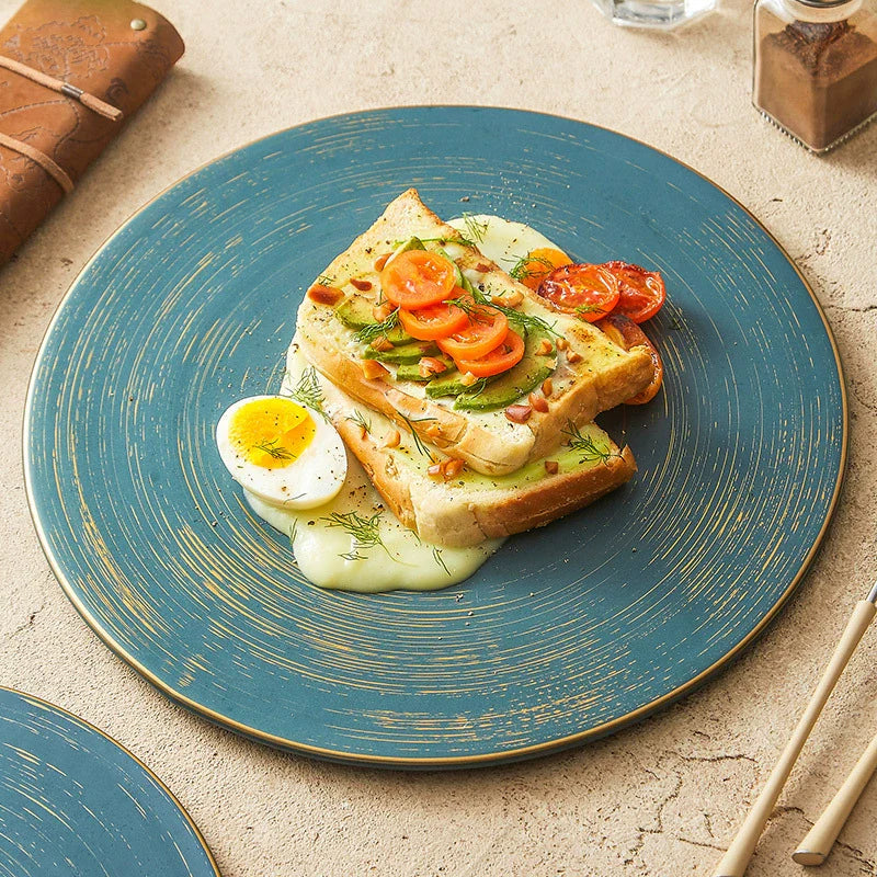 Brushed Texture Ceramic Dinner Plate 10" or 12" Minimalist Glaze Design