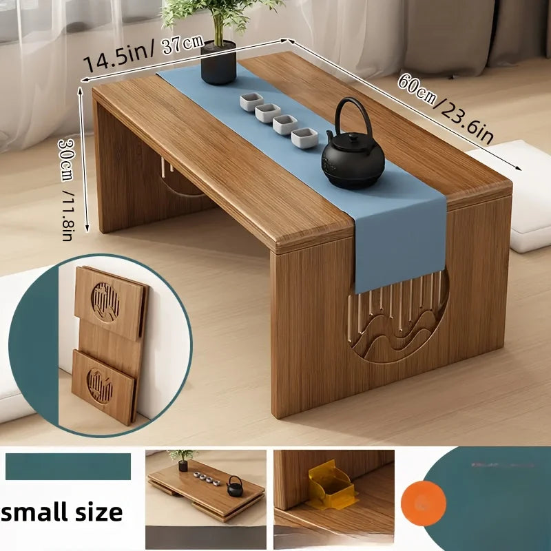 Japanese-Style Bamboo Folding Floor Table – Minimal Tea & Coffee Table (60 / 70 / 80cm)
