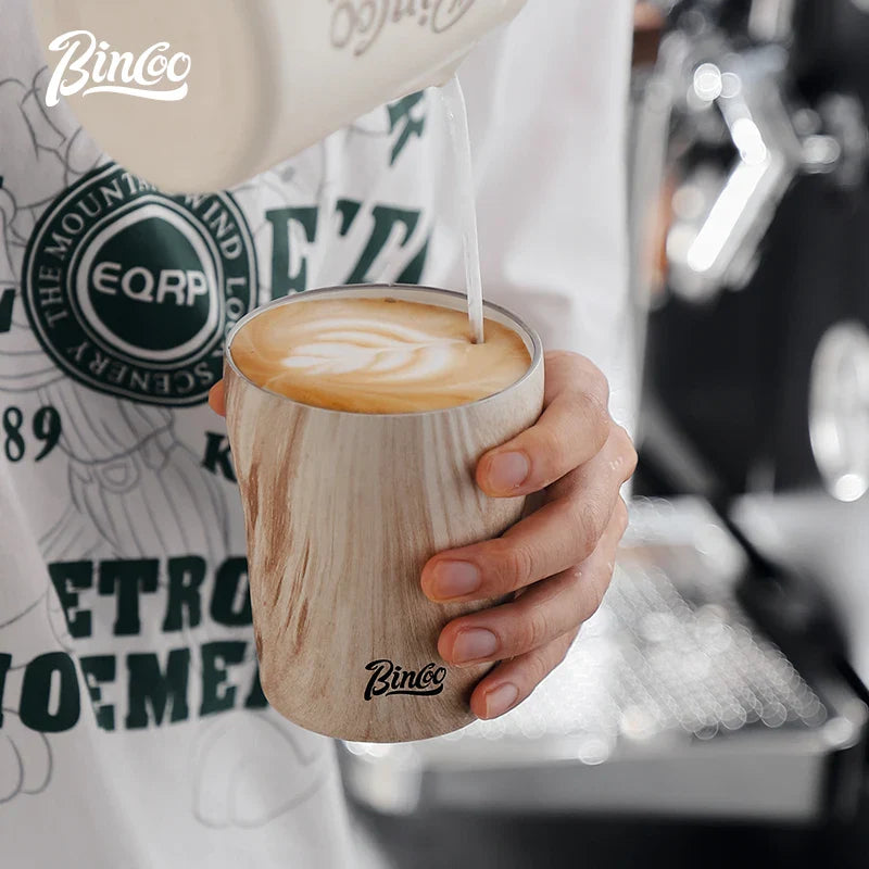 Insulated Wood Grain Stainless Steel Coffee Cup, 9.5fl oz or 17 fl oz-0