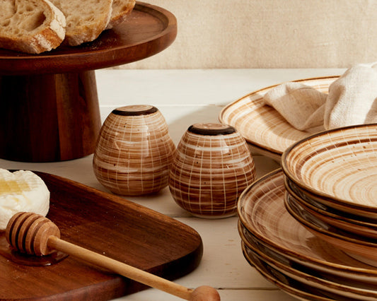 Porcelain Salt and Pepper Tile Shakers Set Modern French Design 5.7cm x 7cm