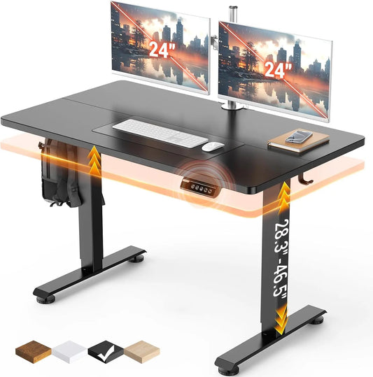 47.2' Standing Desk, Adjustable Height Office Desk with Wood Desktop, Computer Table for Home Work, Study and Gaming, Small