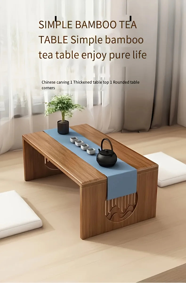 Japanese-Style Bamboo Folding Floor Table – Minimal Tea & Coffee Table (60 / 70 / 80cm)