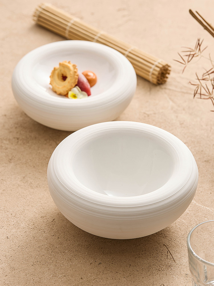 Double Layer Ceramic Bird's Nest Soup Bowl - Luxury Western Style Dinner Plate-4