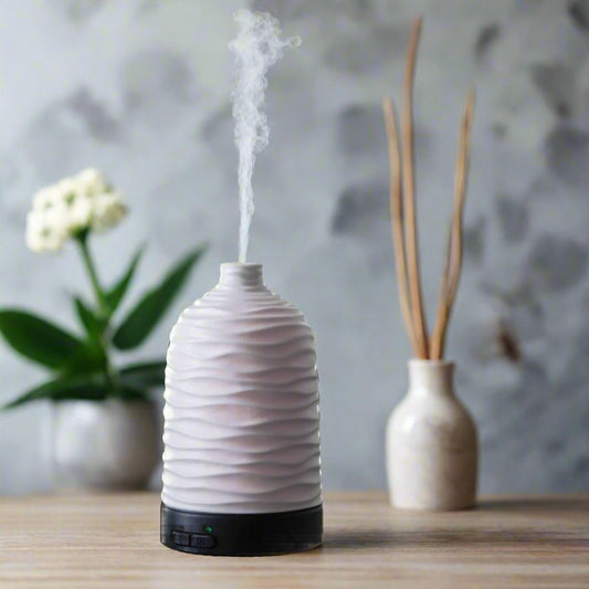 Ultrasonic Aroma Diffuser with 8 LED Colors and Mist Modes.