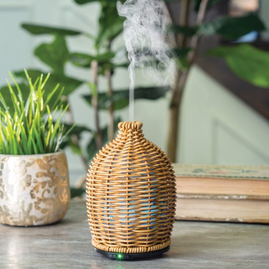 Wicker Vase Ultrasonic Essential Oil Diffuser with 8 LED Light Colors
