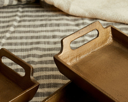 Gold Serving Trays with Handles - Aluminium Construction