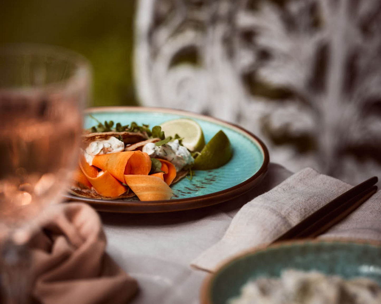 Josephine Porcelain Round Plate Lake Blue 20cm Starter Size-3