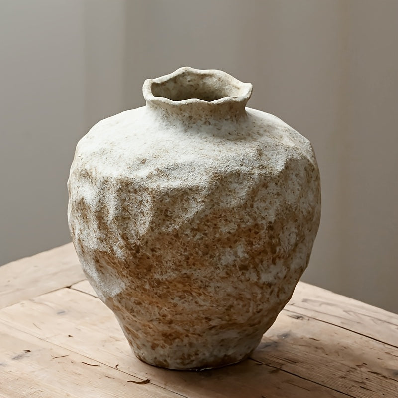 Rustic Style Vase, Farmhouse Terracotta Vase, Stone Vase, Large Vase for Living Room Decor, Country Vase Decoration for Living Room