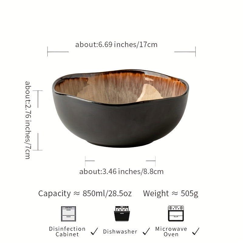 Azure Flame Asymmetrical Ramen Bowl (1 Piece) – Extra-Thick Restaurant-Grade Ceramic