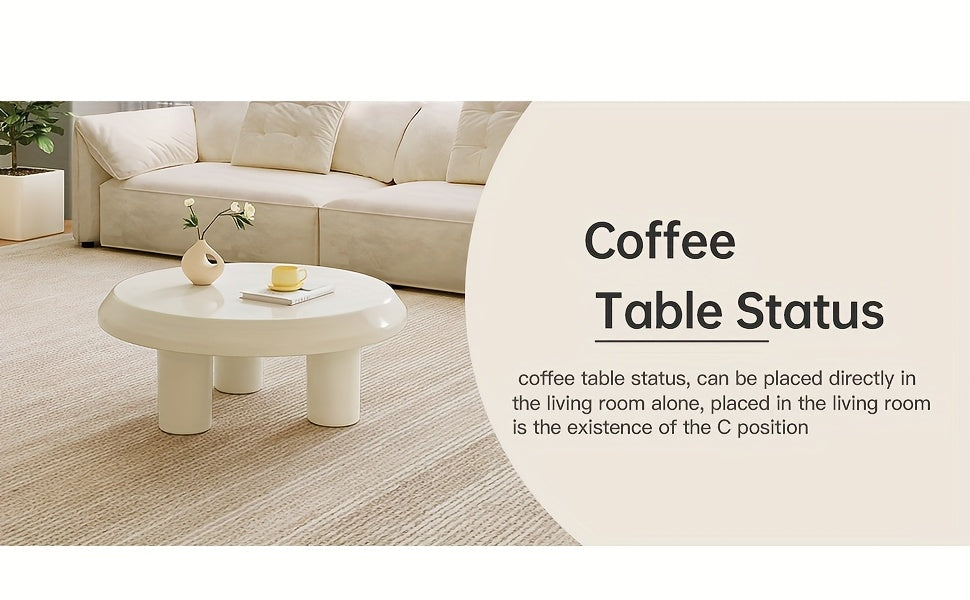 Modern Nesting Coffee Table Set – Cream White Round Tables (Set of 2)