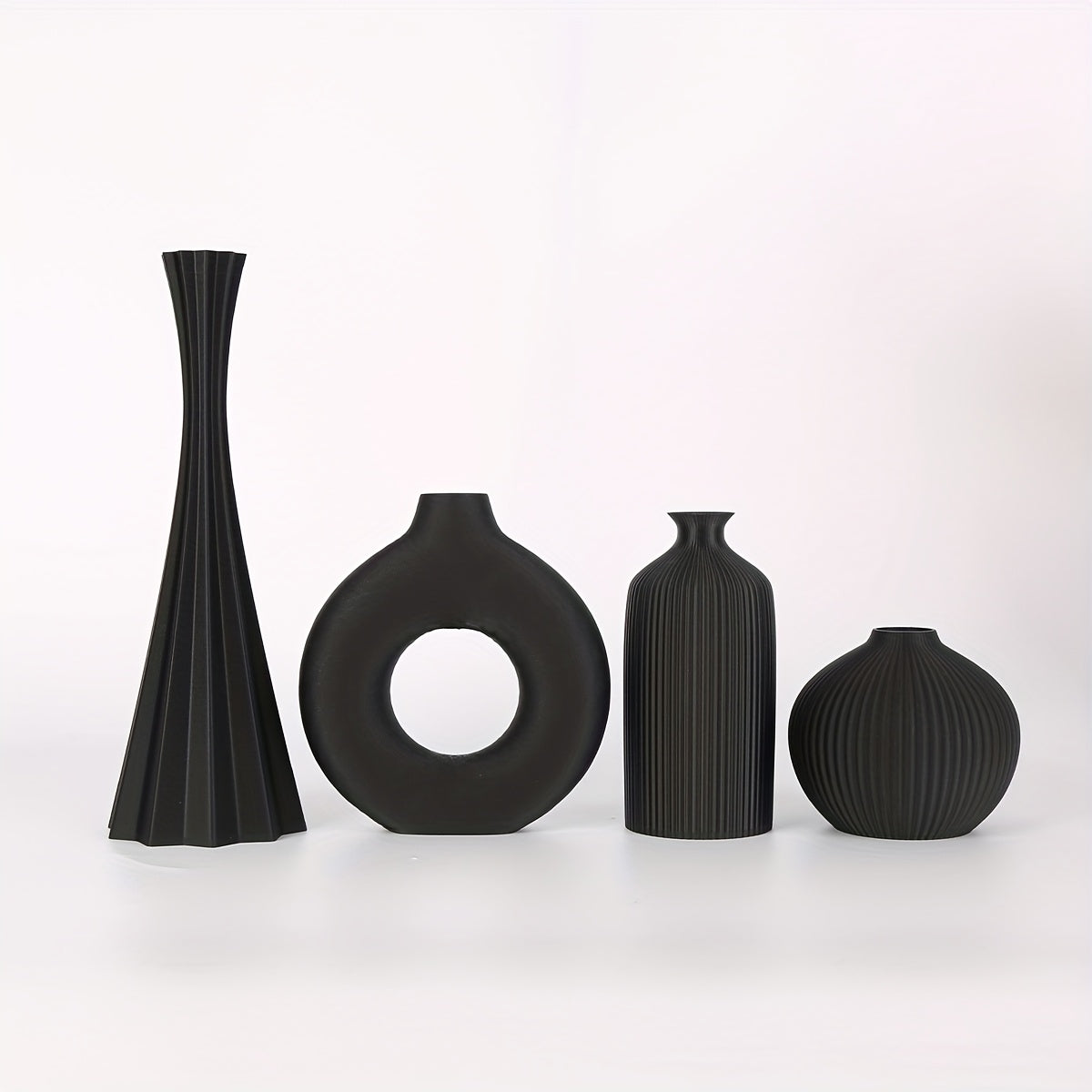 [Bohemian Vase] 4pcs Bohemian Style Vase Set | Round Plastic Vase for Dry Flower Bouquets, Home and Office Desktop Decoration, Holiday Gifts