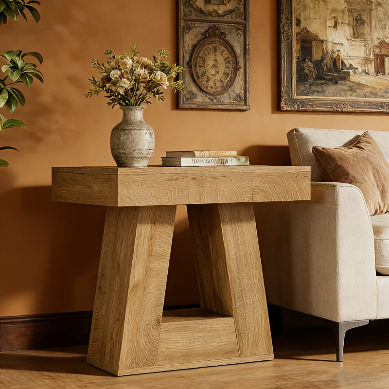 24” Wooden Side Table – Double-Layer Narrow Farmhouse Accent Table