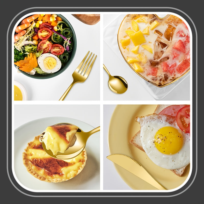 30pcs Elegant Black & Golden Stainless Steel Cutlery Set - Dishwasher Safe, Polished Finish, Perfect for Restaurants, Hotels, and Home Use - Ideal for Housewarming & Dinner Parties, Restaurant Tableware | Sophisticated Tablew