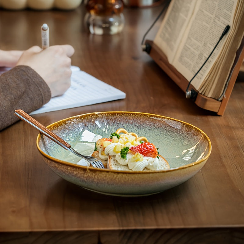 Flaming Color Asymmetrical Ceramic Plate (8") – Artistic Salad & Entrée Plate