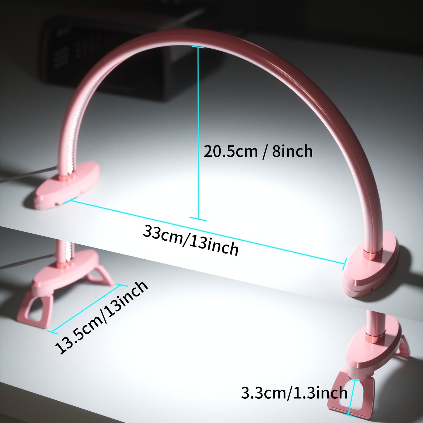 1pc Aluminum Alloy 3 Color Temperatures Dimmable Half-Moon Desk Lamp - USB-Powered Arch Light with Polished Finish for Nail Art, Crafts, Reading & Nightstand Use, Craft Lighting | Sleek Design | Adjustable Brightness, Desk La
