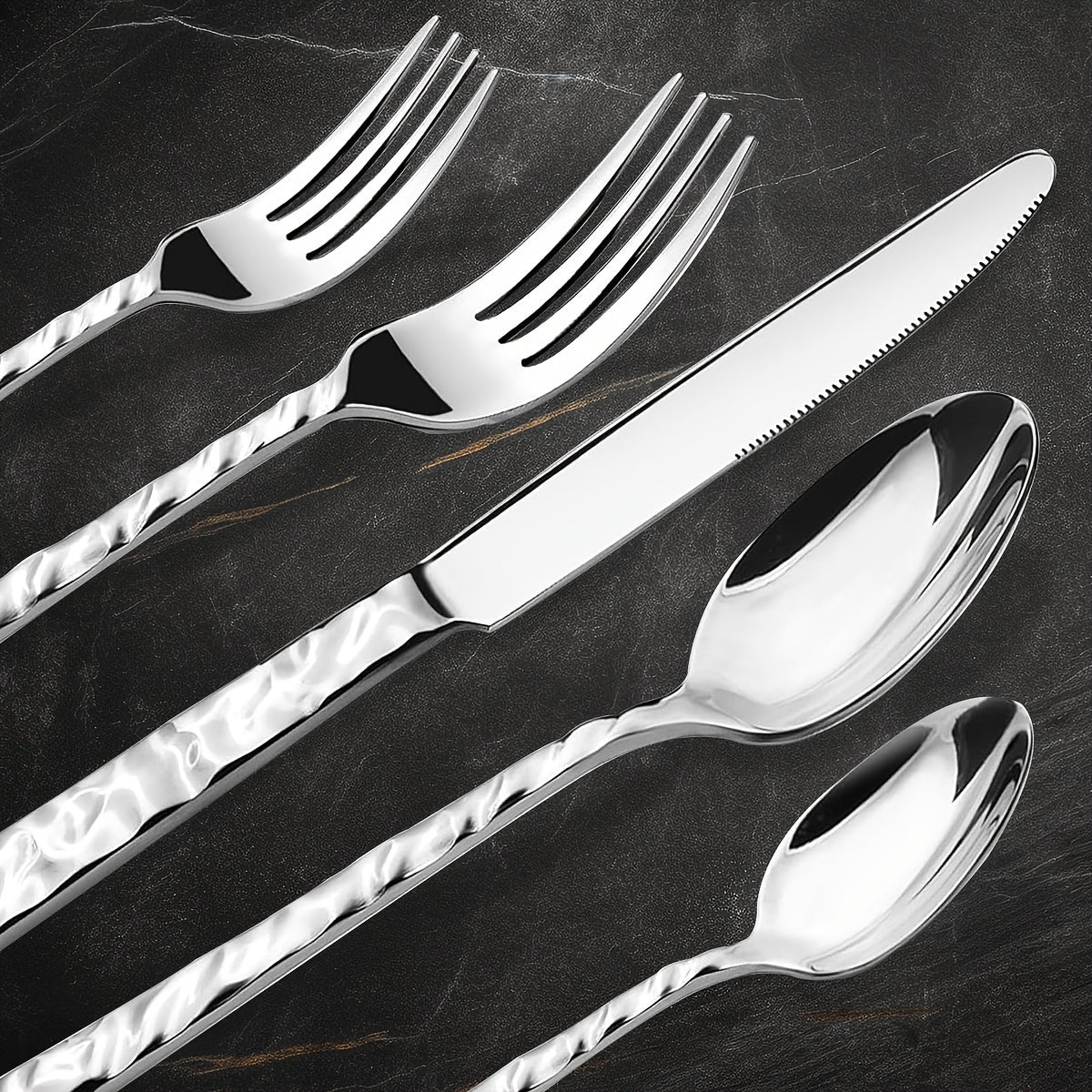 Silverware Set, 40PCS/60PCS Stone Handle Set - Mirror Polished, Dishwasher Safe - Suitable for Home, Catering, Parties, Weddings & Restaurants - For Families & Entertainers